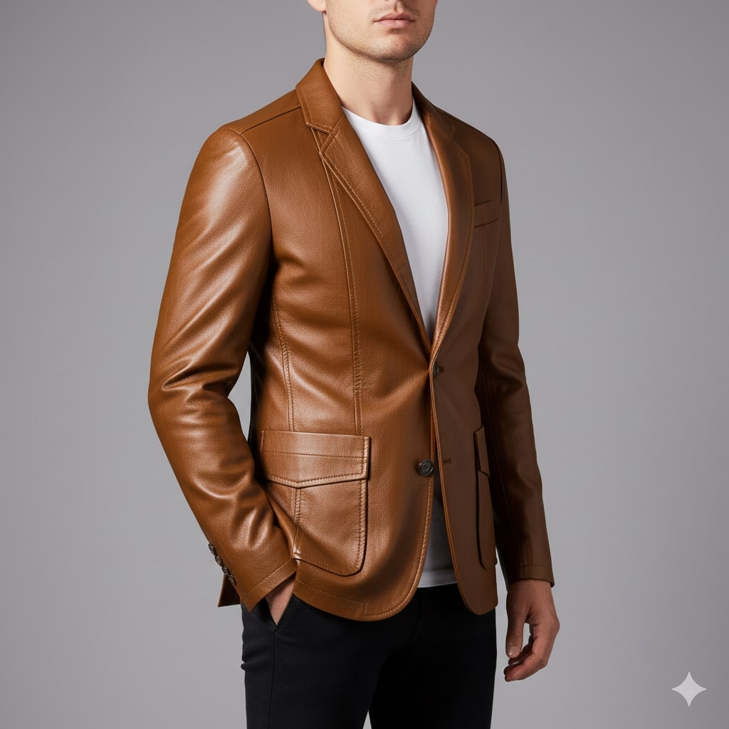 Oscar Men’s Leather Jacket – Smooth Leather with Cotton Lining