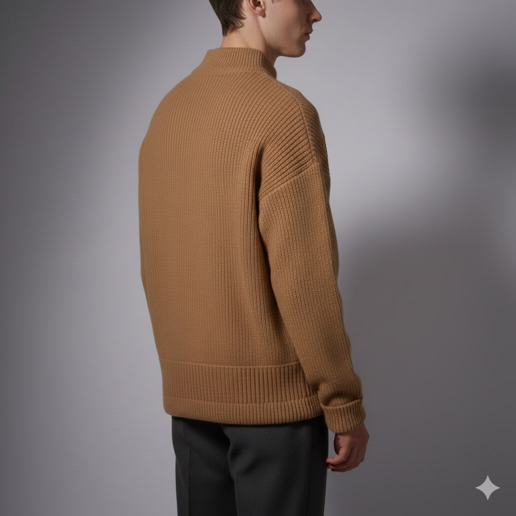 Julian Men’s Cable Knit Pullover – Soft O-Neck Sweater with Button Detail