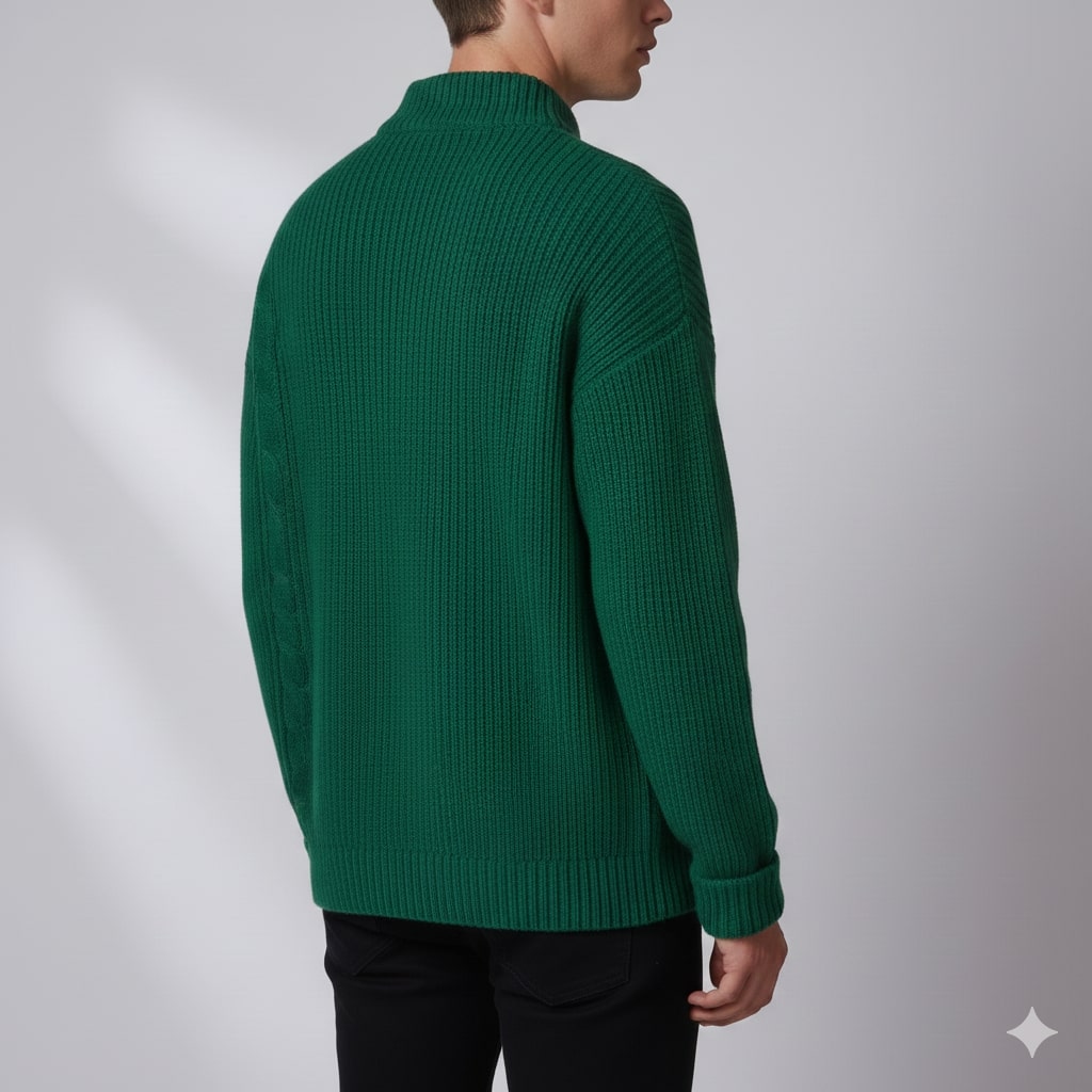 Julian Men’s Cable Knit Pullover – Soft O-Neck Sweater with Button Detail