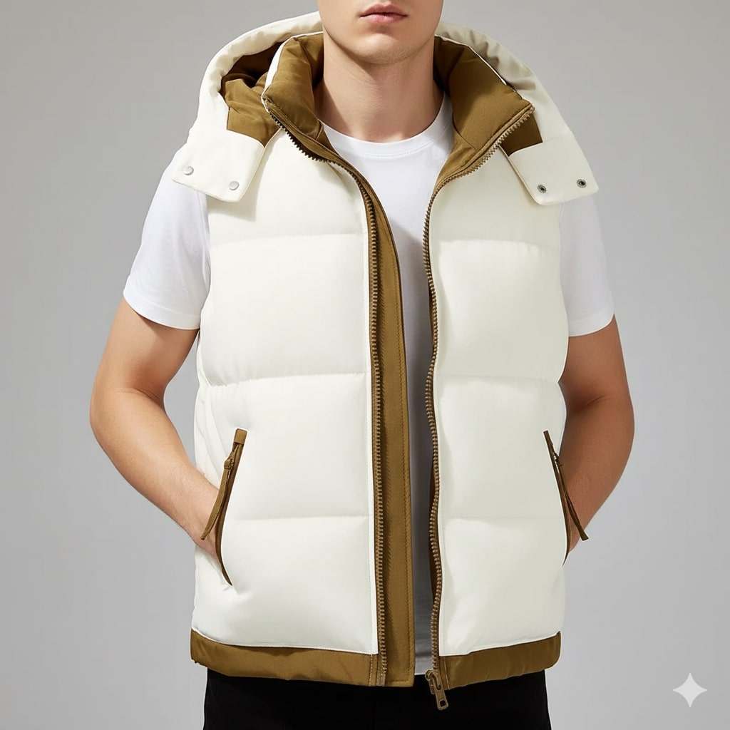 Sian Men’s Puffer Vest – Insulated Lightweight Outerwear with Detachable Hood