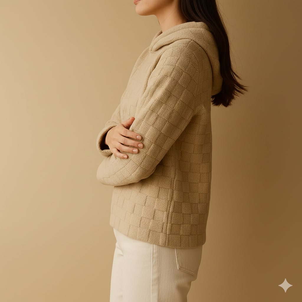 Everett Unisex Fleece Hoodie – Oversized Check Texture