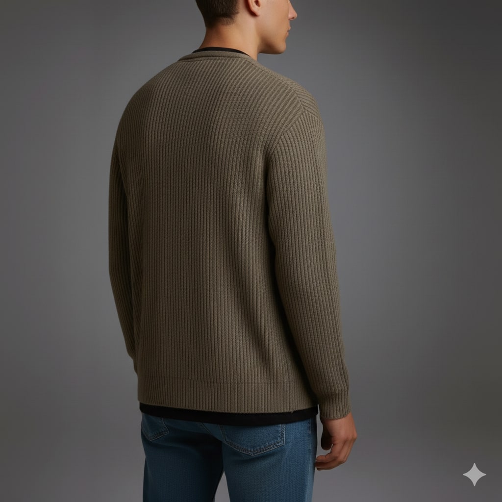 Zoren Men’s Knit Cardigan – Zip Up Sweater with Front Patch Pockets