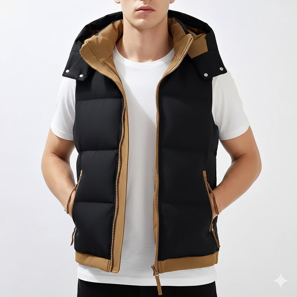 Sian Men’s Puffer Vest – Insulated Lightweight Outerwear with Detachable Hood