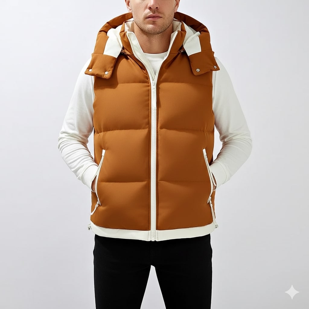 Sian Men’s Puffer Vest – Insulated Lightweight Outerwear with Detachable Hood