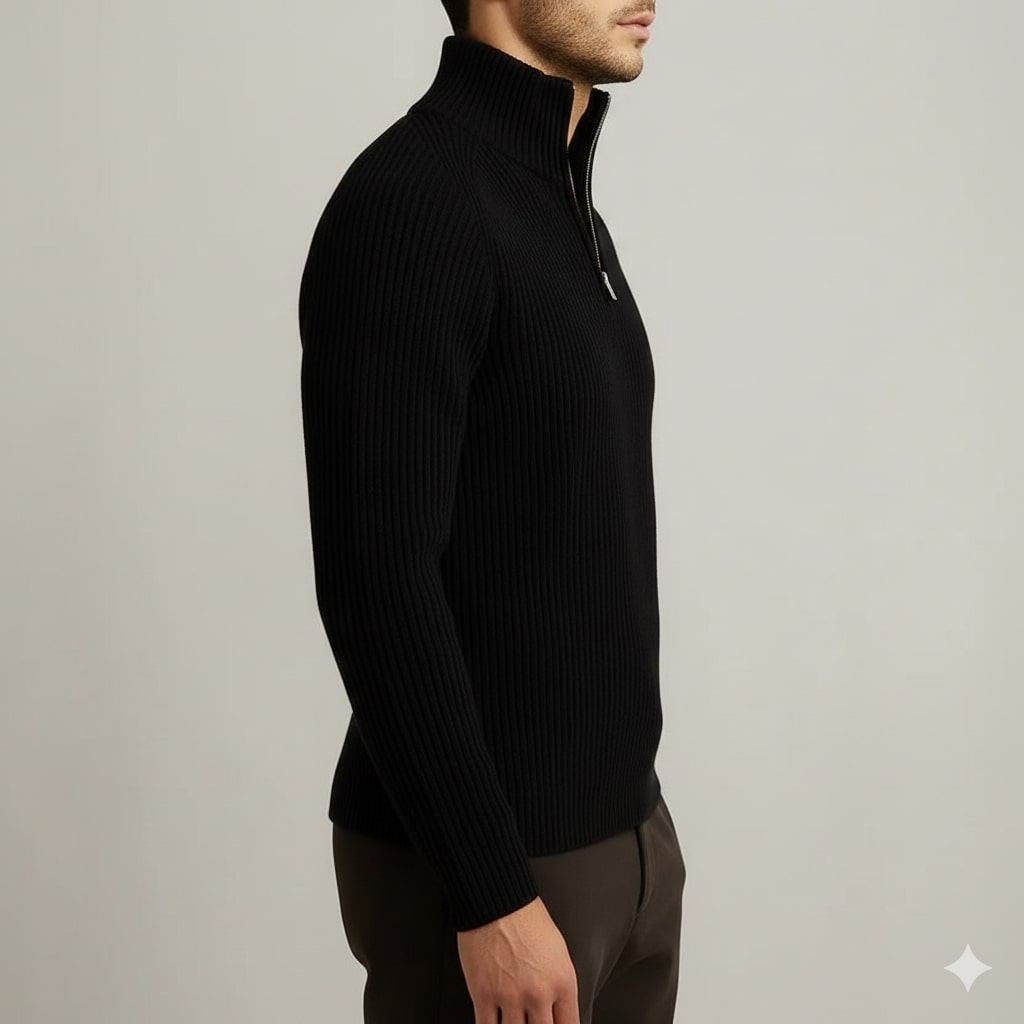 Sonny Men’s Turtleneck Sweater – Warm Breathable Wool Knit Pullover with Structured Ribbed Collar