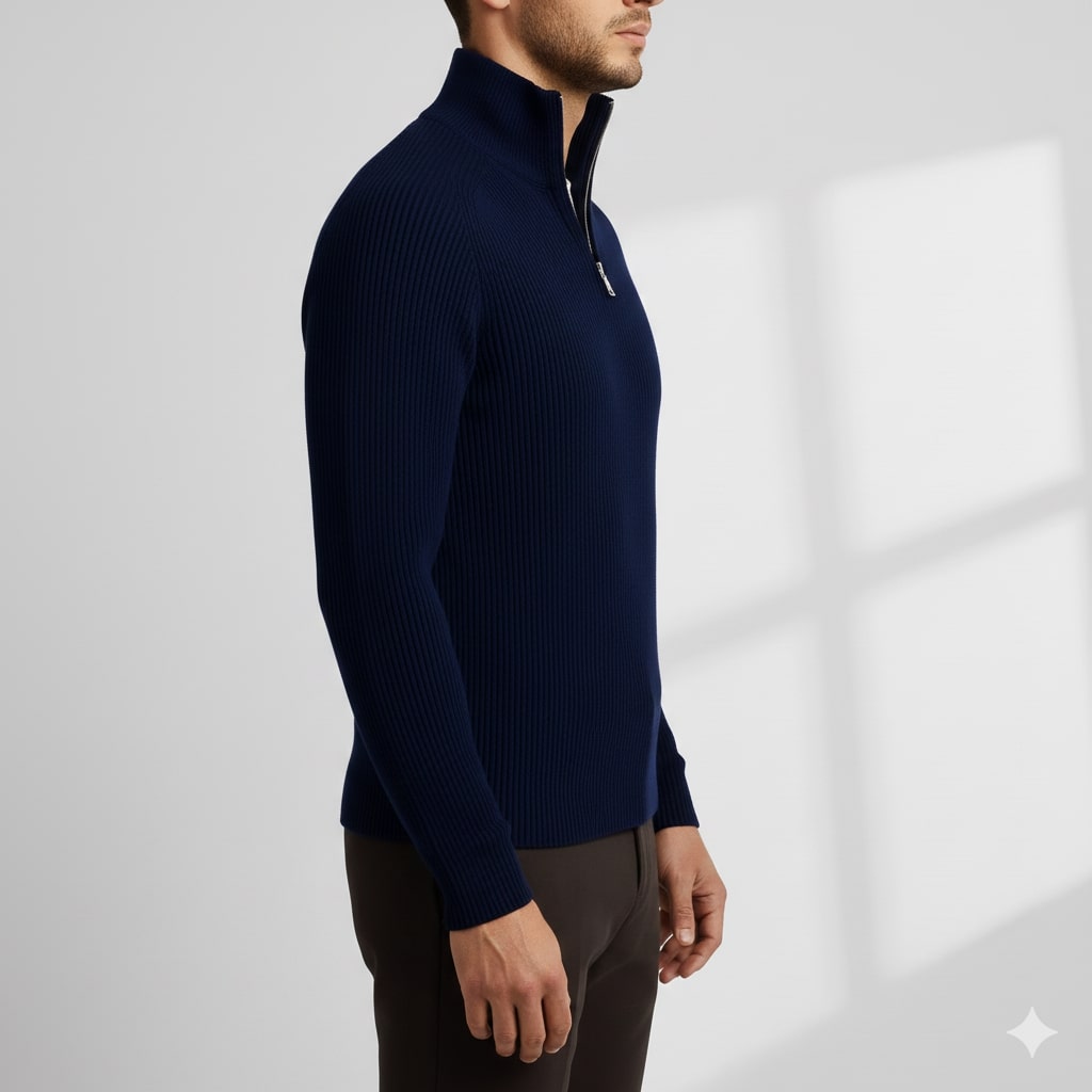 Sonny Men’s Turtleneck Sweater – Warm Breathable Wool Knit Pullover with Structured Ribbed Collar