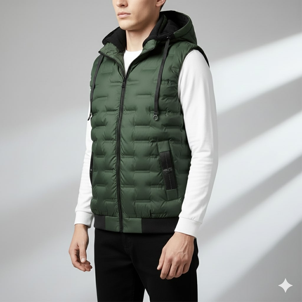 Langford Men’s Hooded Vest – Lightweight Quilted Insulated Fit