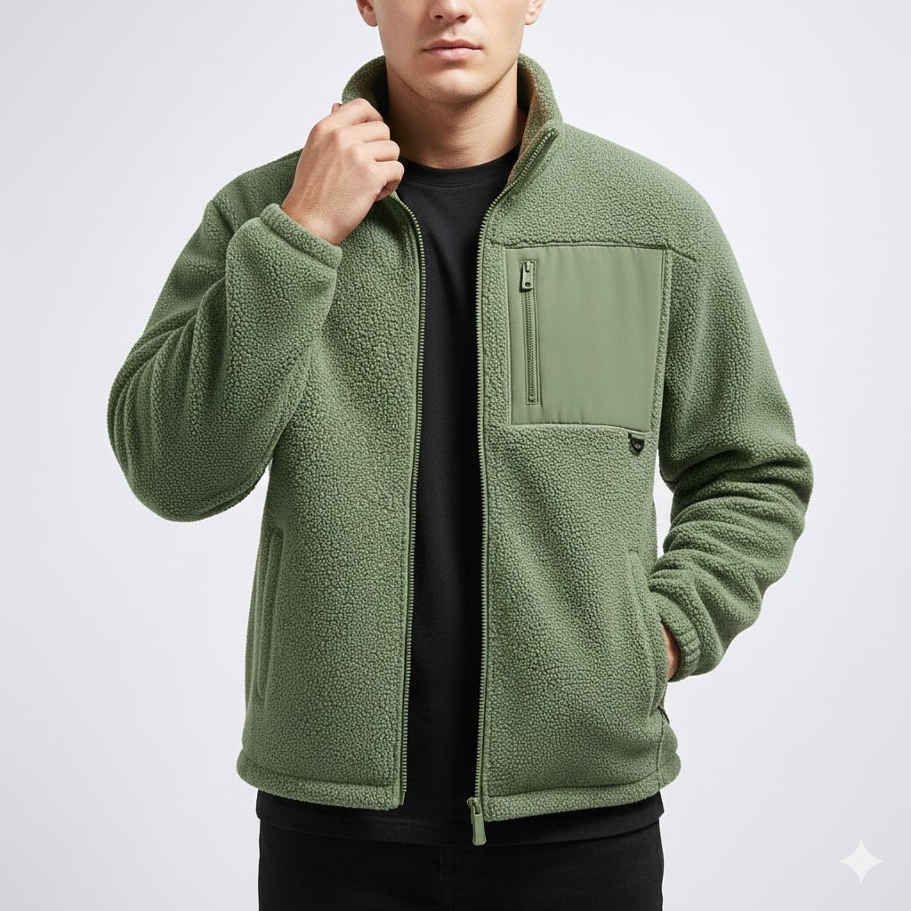 Kevin Men's Fleece Jacket – Soft Insulating Lightweight Jacket with Stand Collar