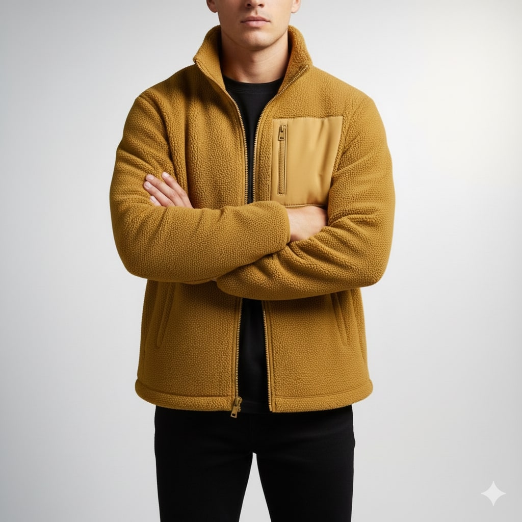 Kevin Men's Fleece Jacket – Soft Insulating Lightweight Jacket with Stand Collar