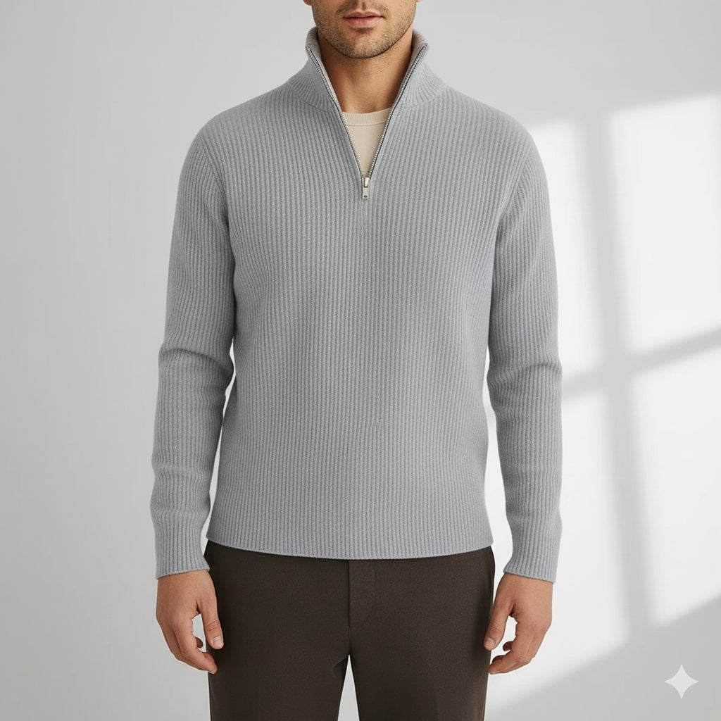 Sonny Men’s Turtleneck Sweater – Warm Breathable Wool Knit Pullover with Structured Ribbed Collar