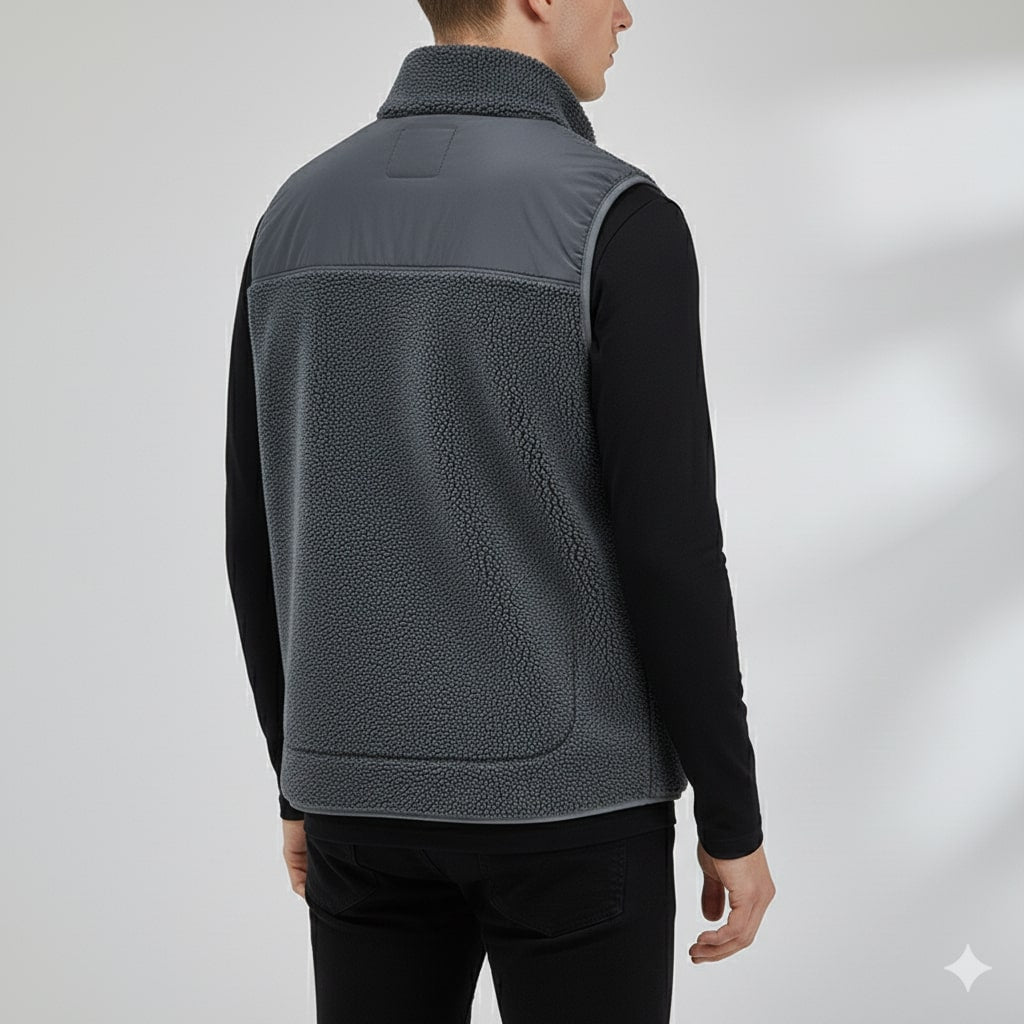 Wesbridge Men’s Fleece Vest – Sherpa Lined Full-Zip Utility Vest