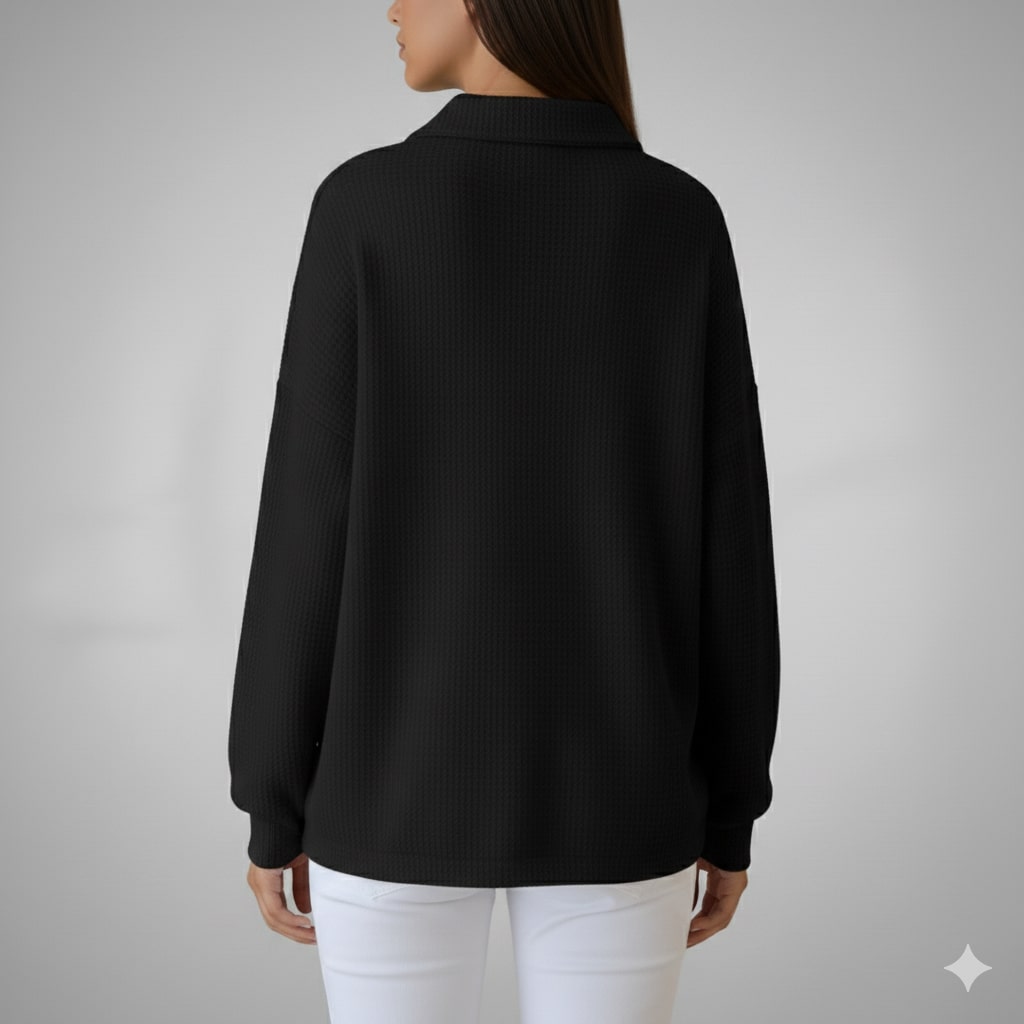 Jenny Women’s Knit Polo Sweater – Soft Ribbed Texture with Feminine Drape