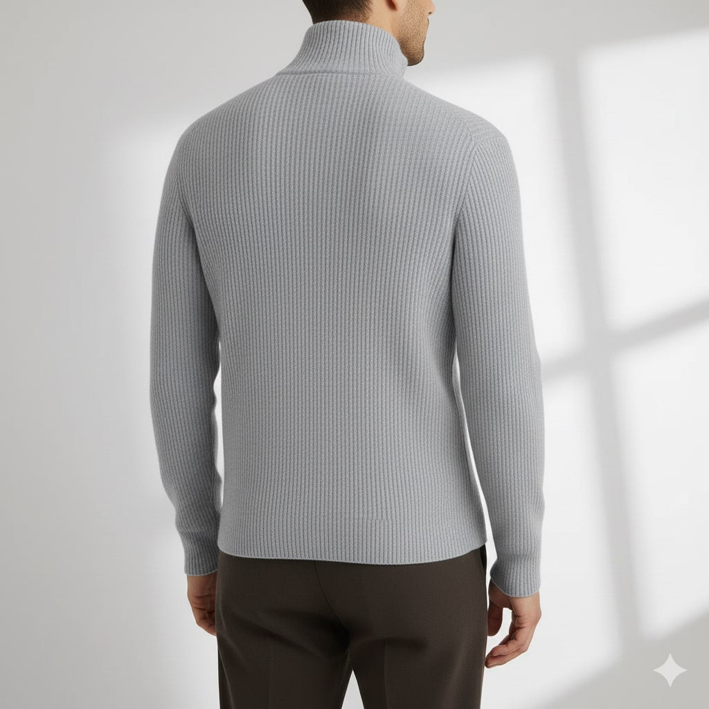 Sonny Men’s Turtleneck Sweater – Warm Breathable Wool Knit Pullover with Structured Ribbed Collar