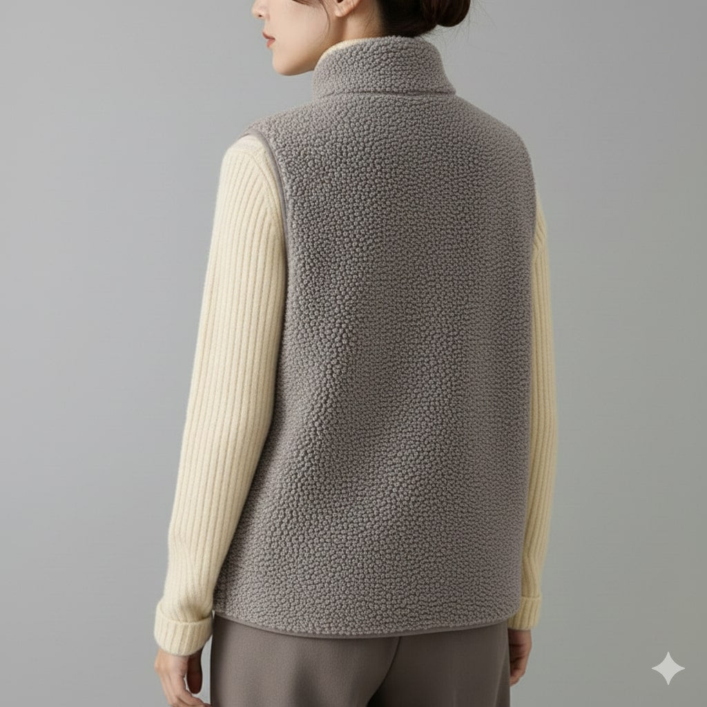 Herlene Women’s Fleece Vest – Plush Shearling Vest Lightweight Layer