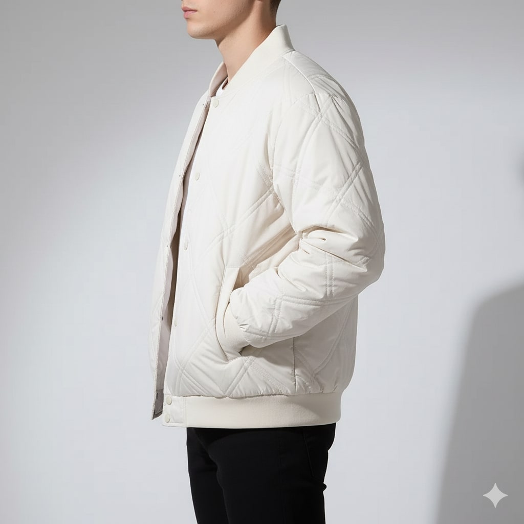 Fernan Men’s Bomber Jacket – Quilted Fleece-Lined Lightweight Winter Jacket