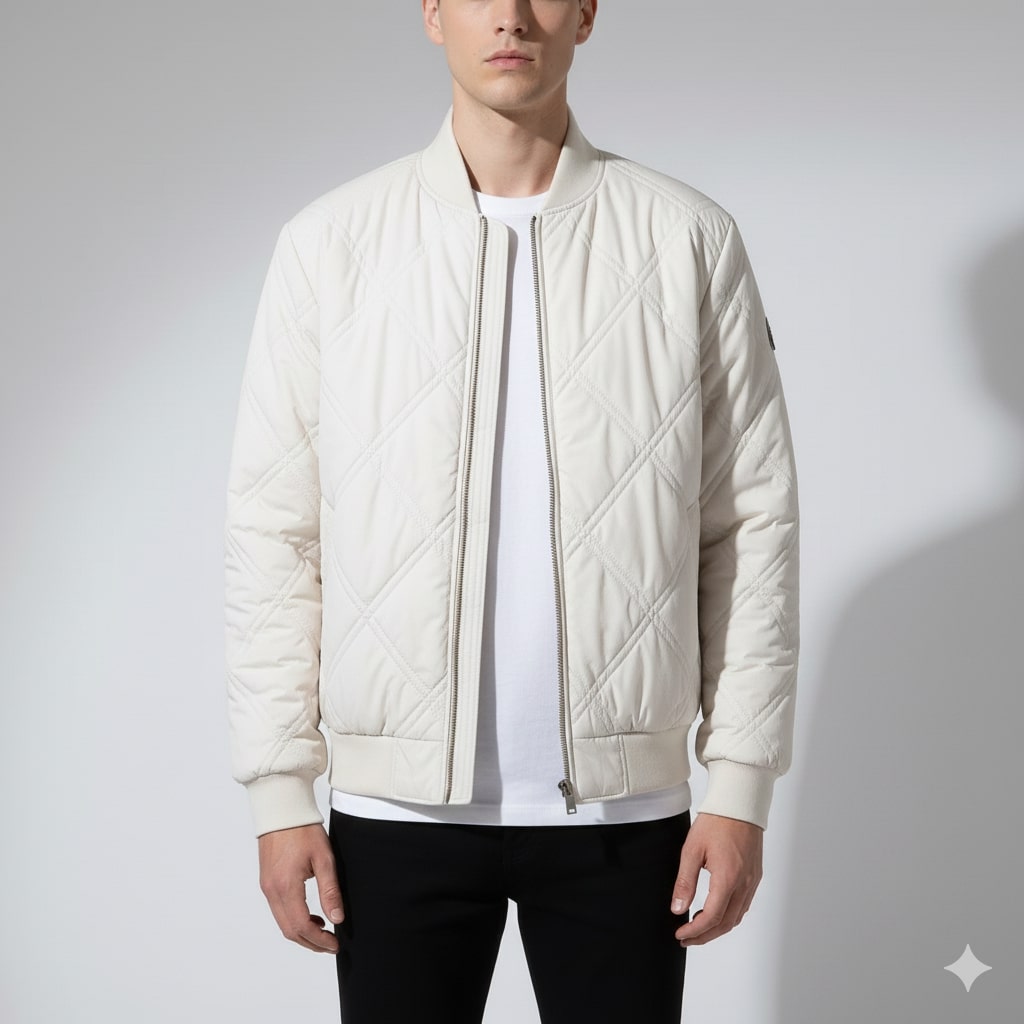 Fernan Men’s Bomber Jacket – Quilted Fleece-Lined Lightweight Winter Jacket