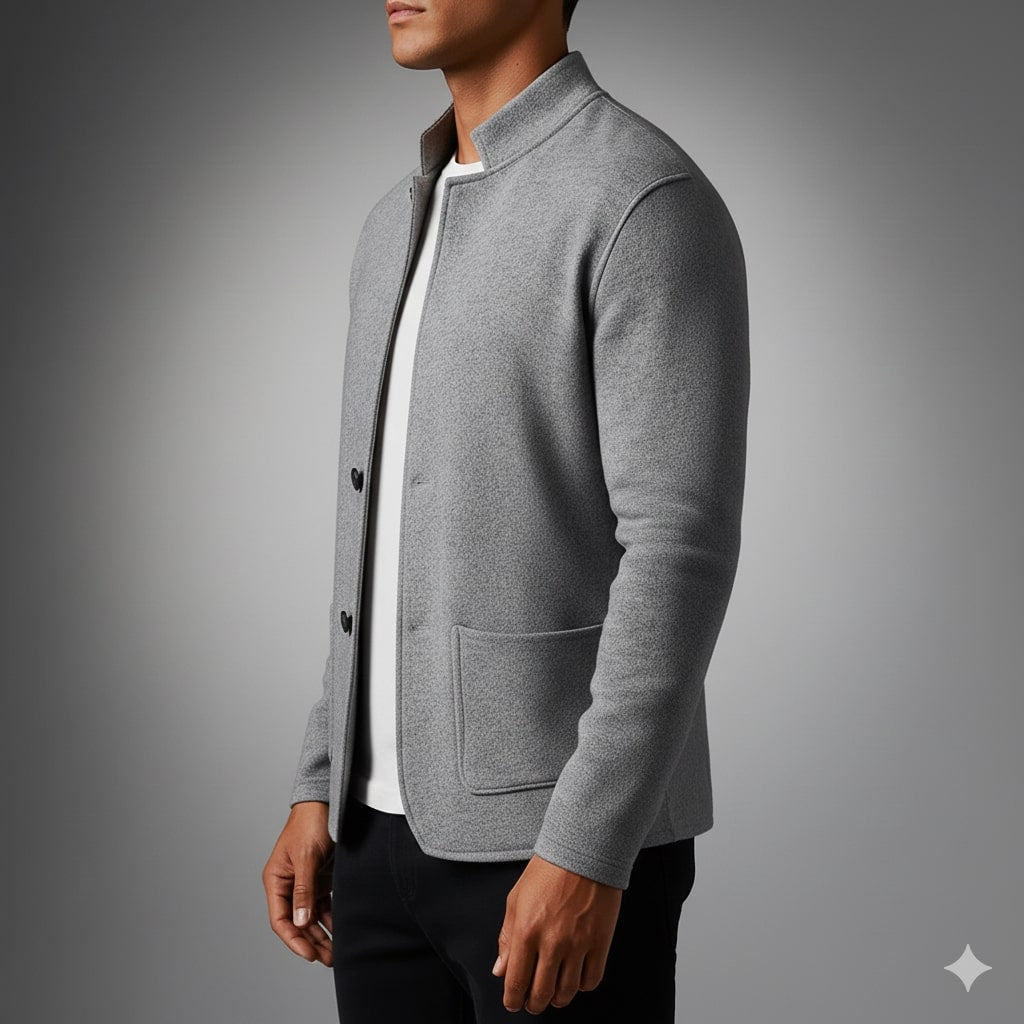 Gilbert Men’s Knit Cardigan – Italian-Style with Mandarin Collar