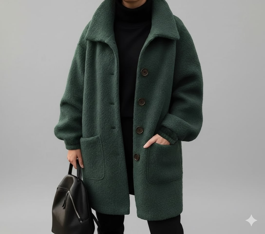 Marisela Women’s Fleece Jacket – Soft Wool-Blend Vintage Winter Coat