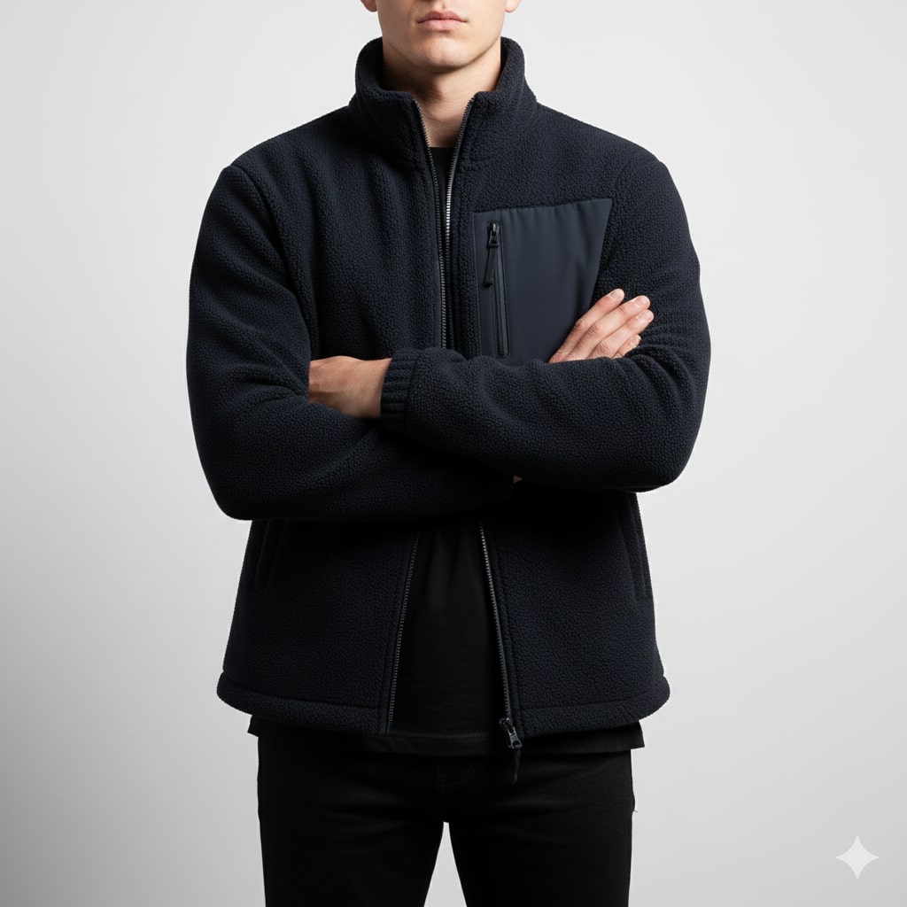 Kevin Men's Fleece Jacket – Soft Insulating Lightweight Jacket with Stand Collar