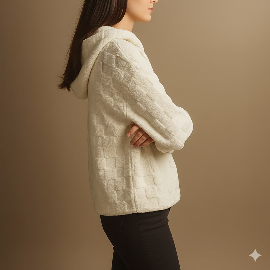 Everett Unisex Fleece Hoodie – Oversized Check Texture