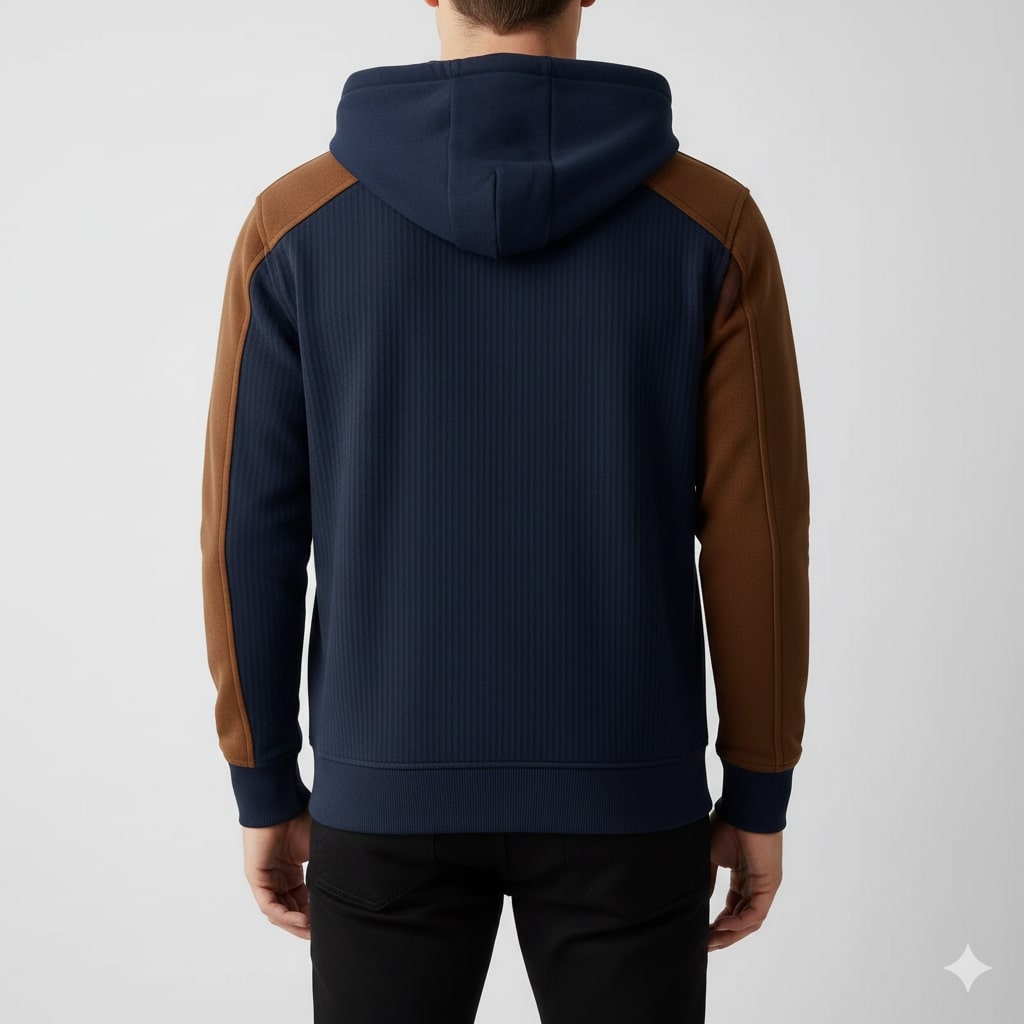 Colton Men’s Quarter-Zip Hoodie – Corduroy Cotton Blend Sweatshirt with Contrast Panels