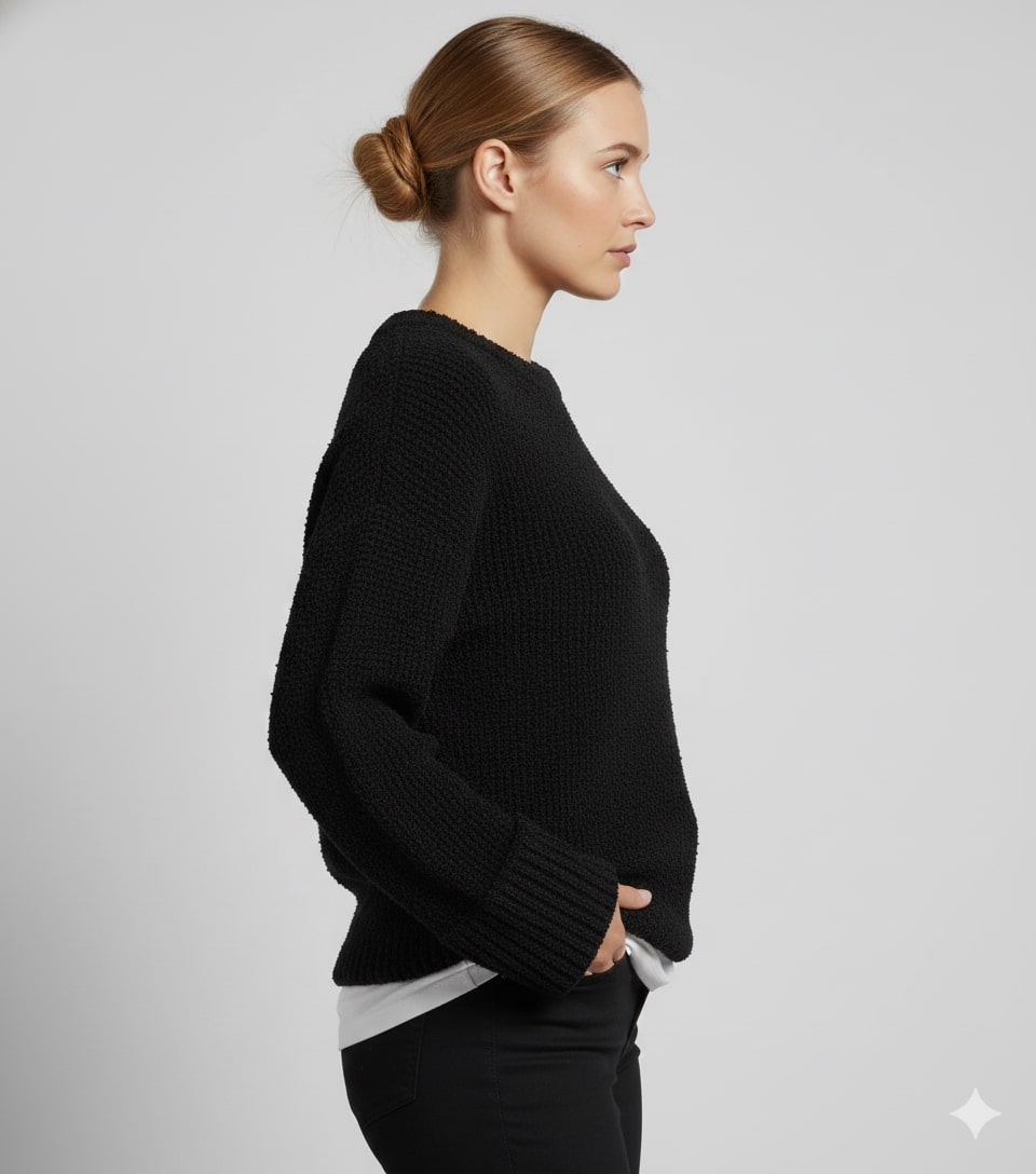 Edna Women's Knit Sweater – Relaxed-Fit Pullover with Wide Rib Cuffs