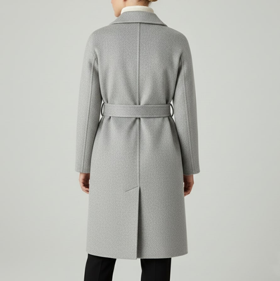 Theresa Women’s Cashmere Wrap Coat – Double-Breasted Wool Outerwear with Belted Waist