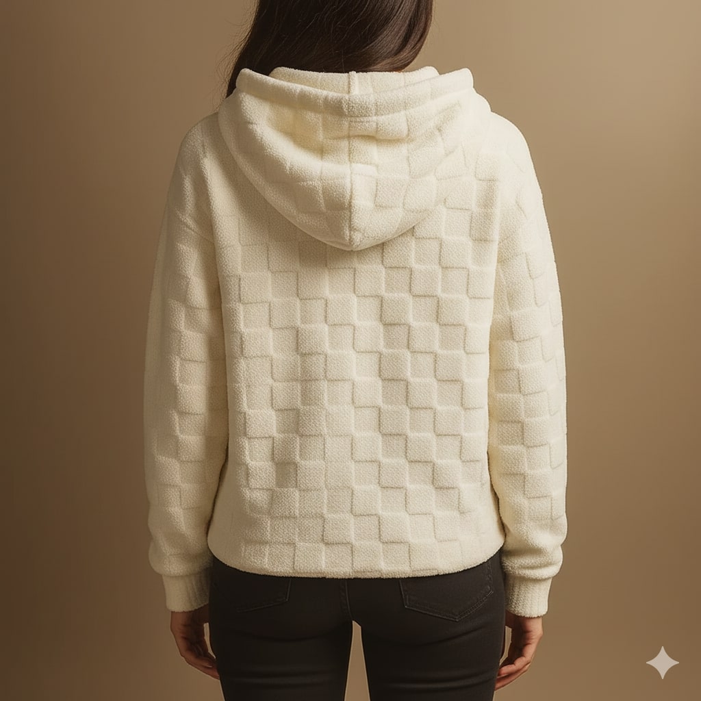 Everett Unisex Fleece Hoodie – Oversized Check Texture