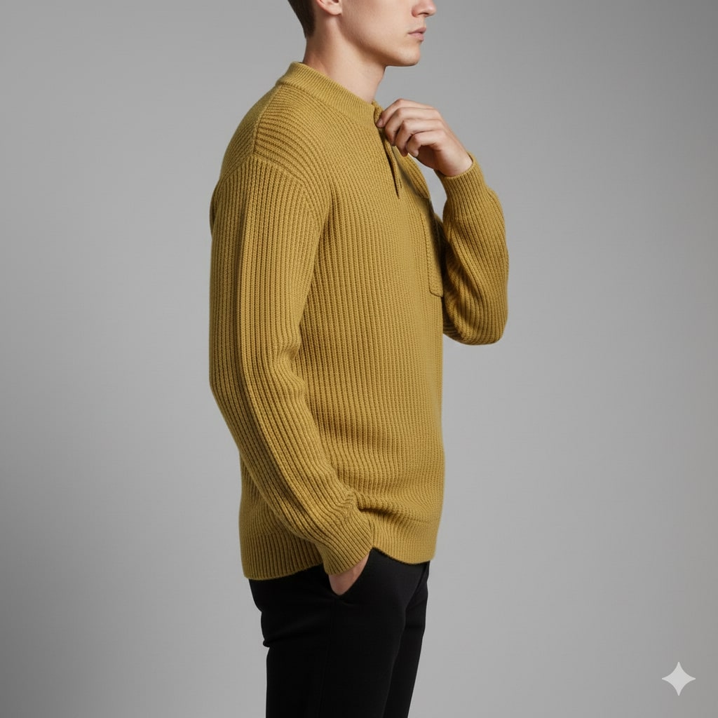 Darian Men’s Pullover Sweater – Thick Ribbed Knit Pullover for Winter