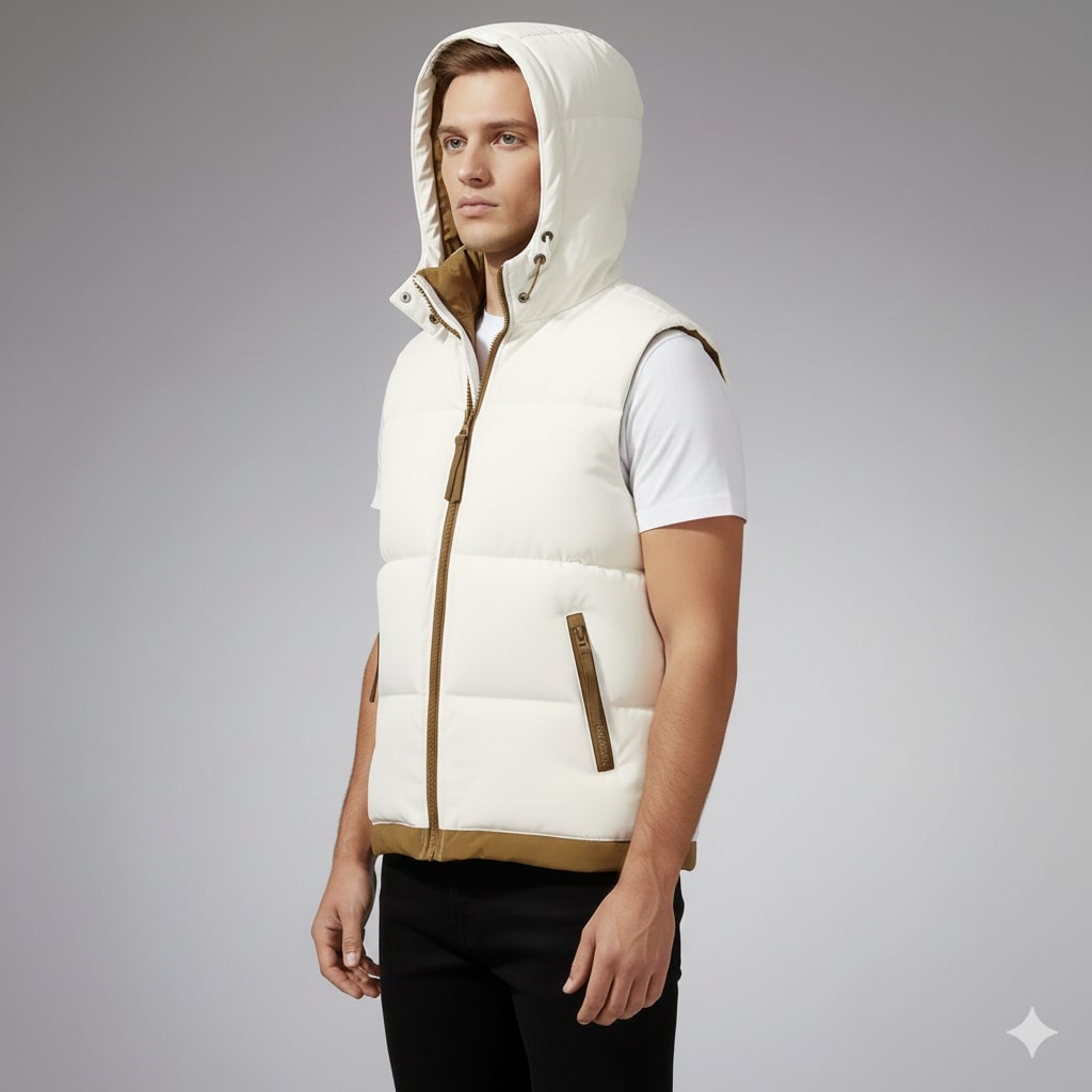 Sian Men’s Puffer Vest – Insulated Lightweight Outerwear with Detachable Hood