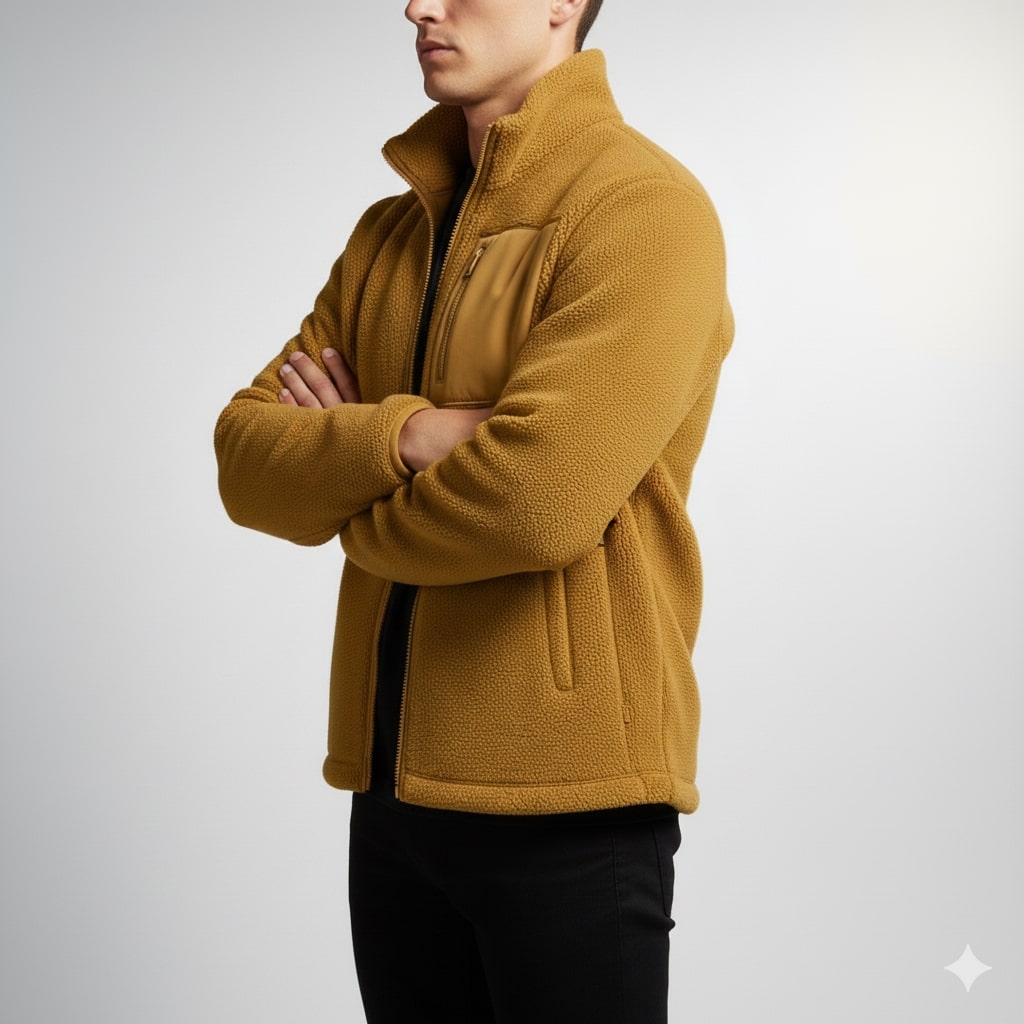 Kevin Men's Fleece Jacket – Soft Insulating Lightweight Jacket with Stand Collar