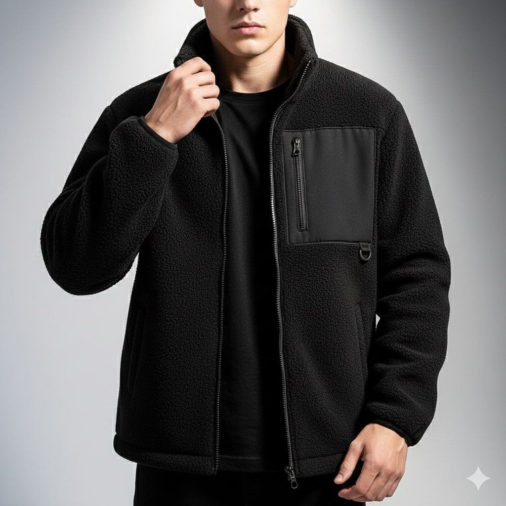 Kevin Men's Fleece Jacket – Soft Insulating Lightweight Jacket with Stand Collar