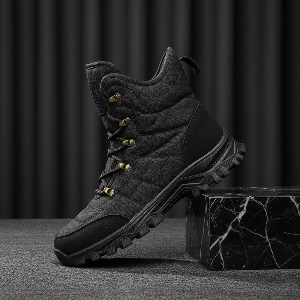 Hugo Men’s Snow Boots – Insulated Leather Lace-Up Boots with Non-Slip Sole