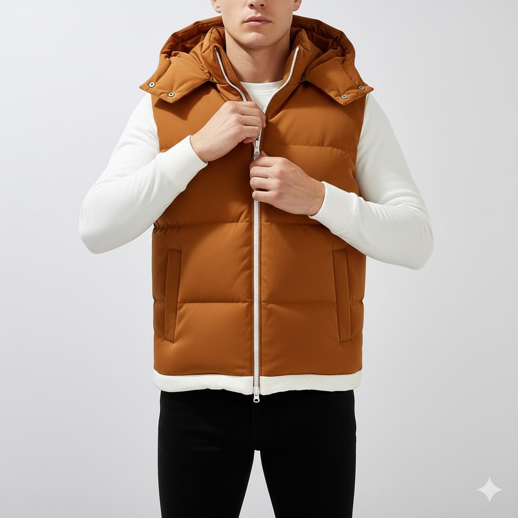 Sian Men’s Puffer Vest – Insulated Lightweight Outerwear with Detachable Hood