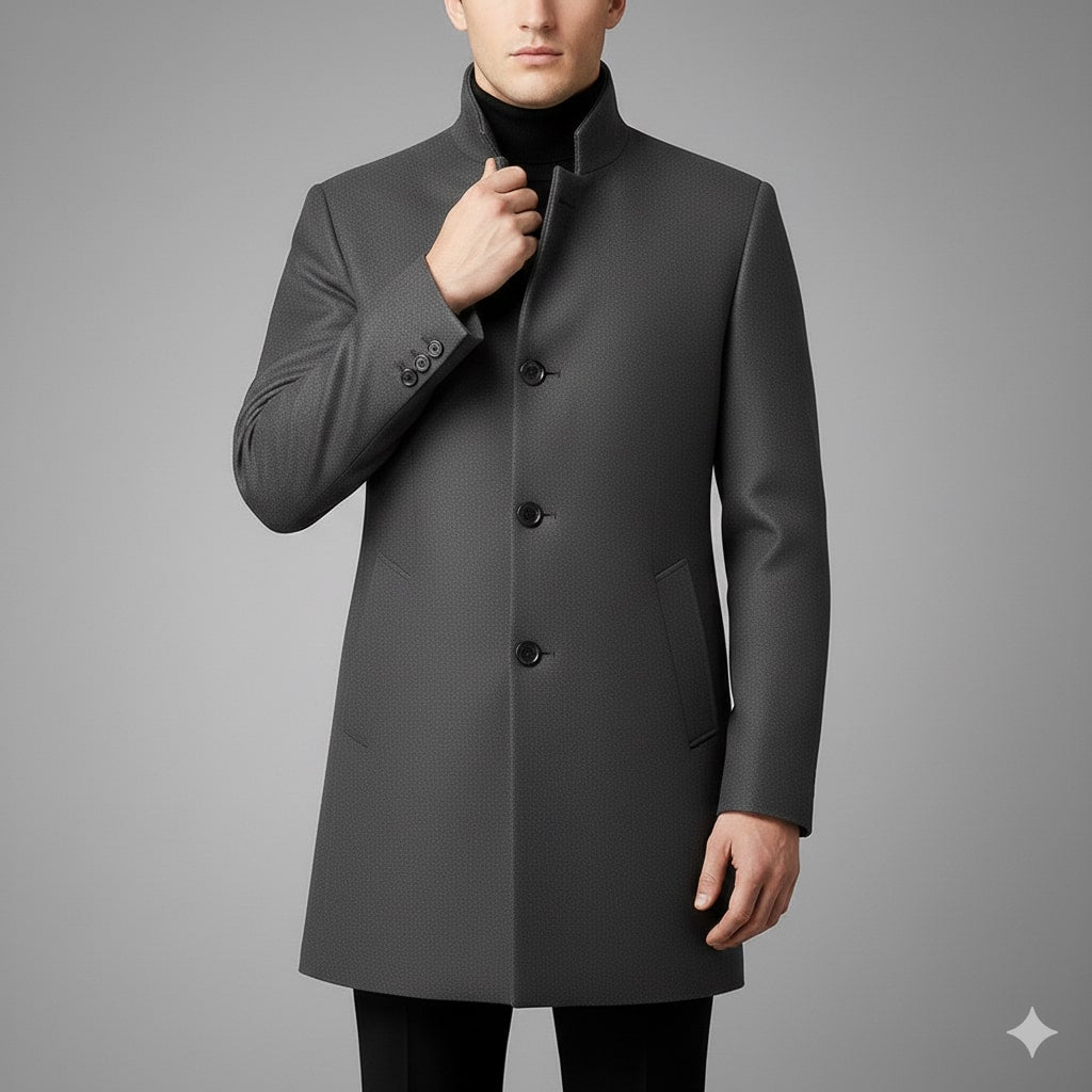 Ramiro Men’s Wool Coat – Tailored Soft Winter Long Overcoat