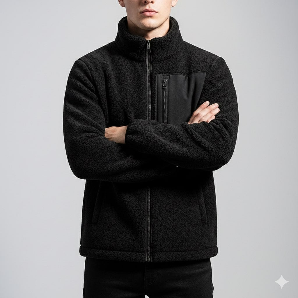 Kevin Men's Fleece Jacket – Soft Insulating Lightweight Jacket with Stand Collar