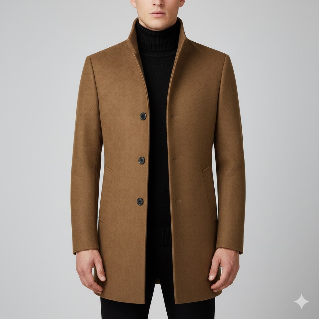 Ramiro Men’s Wool Coat – Tailored Soft Winter Long Overcoat