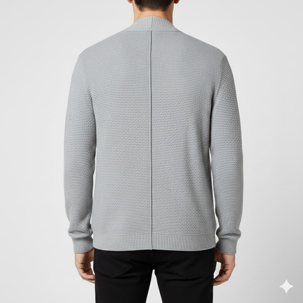 Inigo Men’s Jacquard Knit Cardigan – Soft Touch Embossed Cotton Cardigan