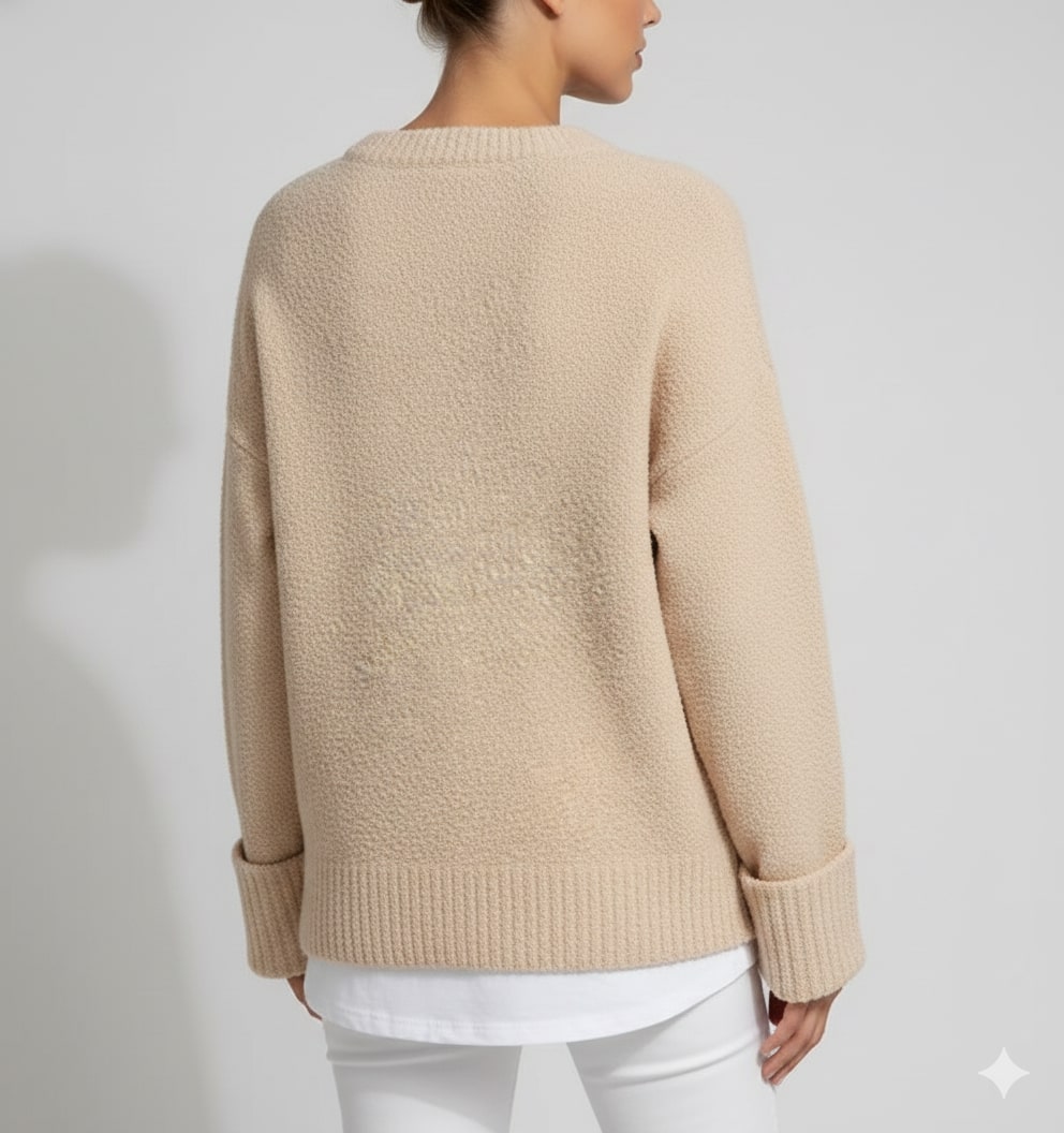 Edna Women's Knit Sweater – Relaxed-Fit Pullover with Wide Rib Cuffs