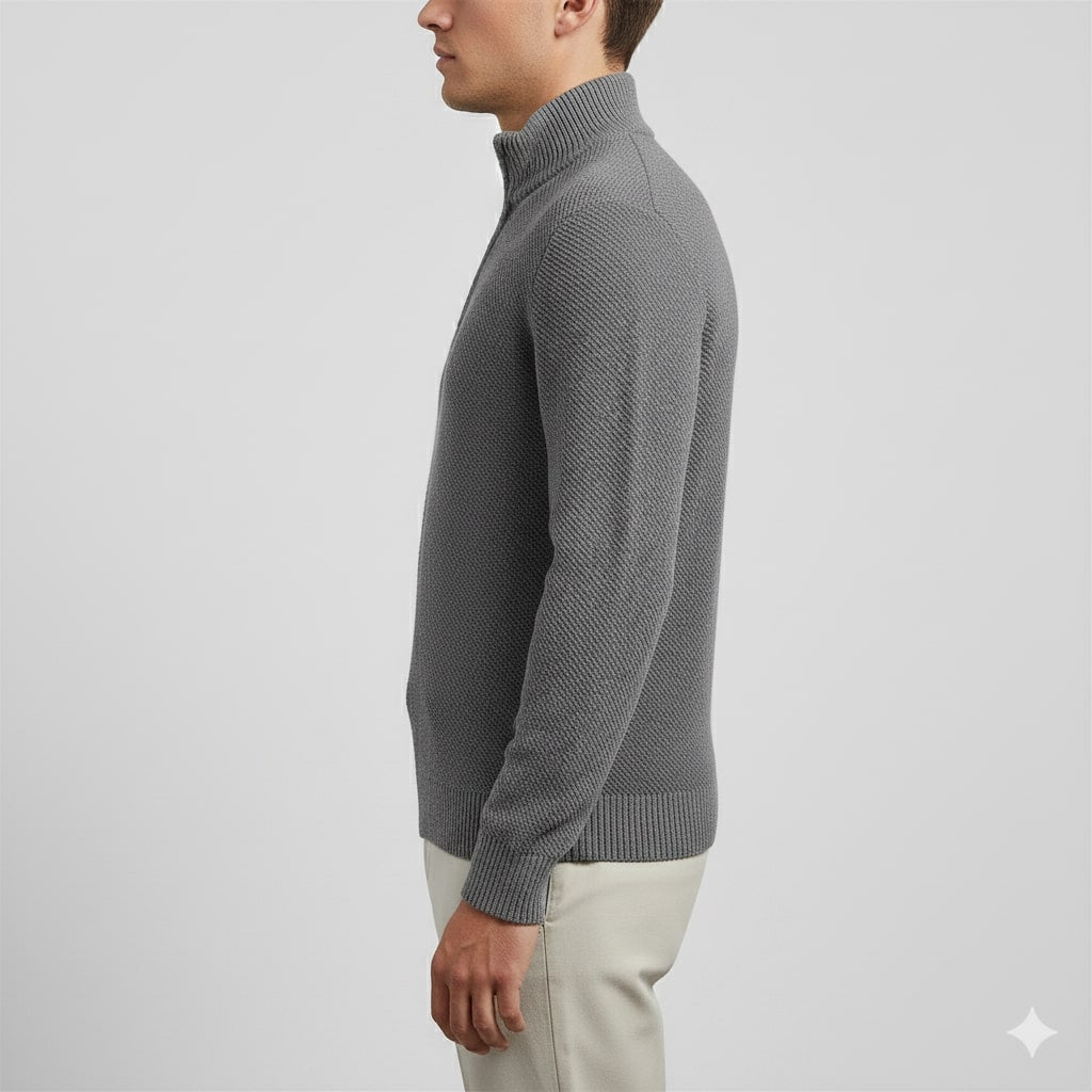 Ashton Men’s Quarter-Zip Sweater – Cotton Knit Pullover for Layered Comfort