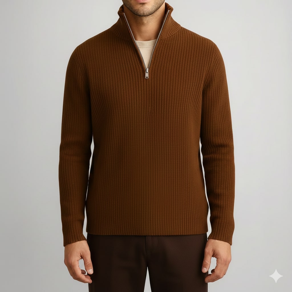 Sonny Men’s Turtleneck Sweater – Warm Breathable Wool Knit Pullover with Structured Ribbed Collar