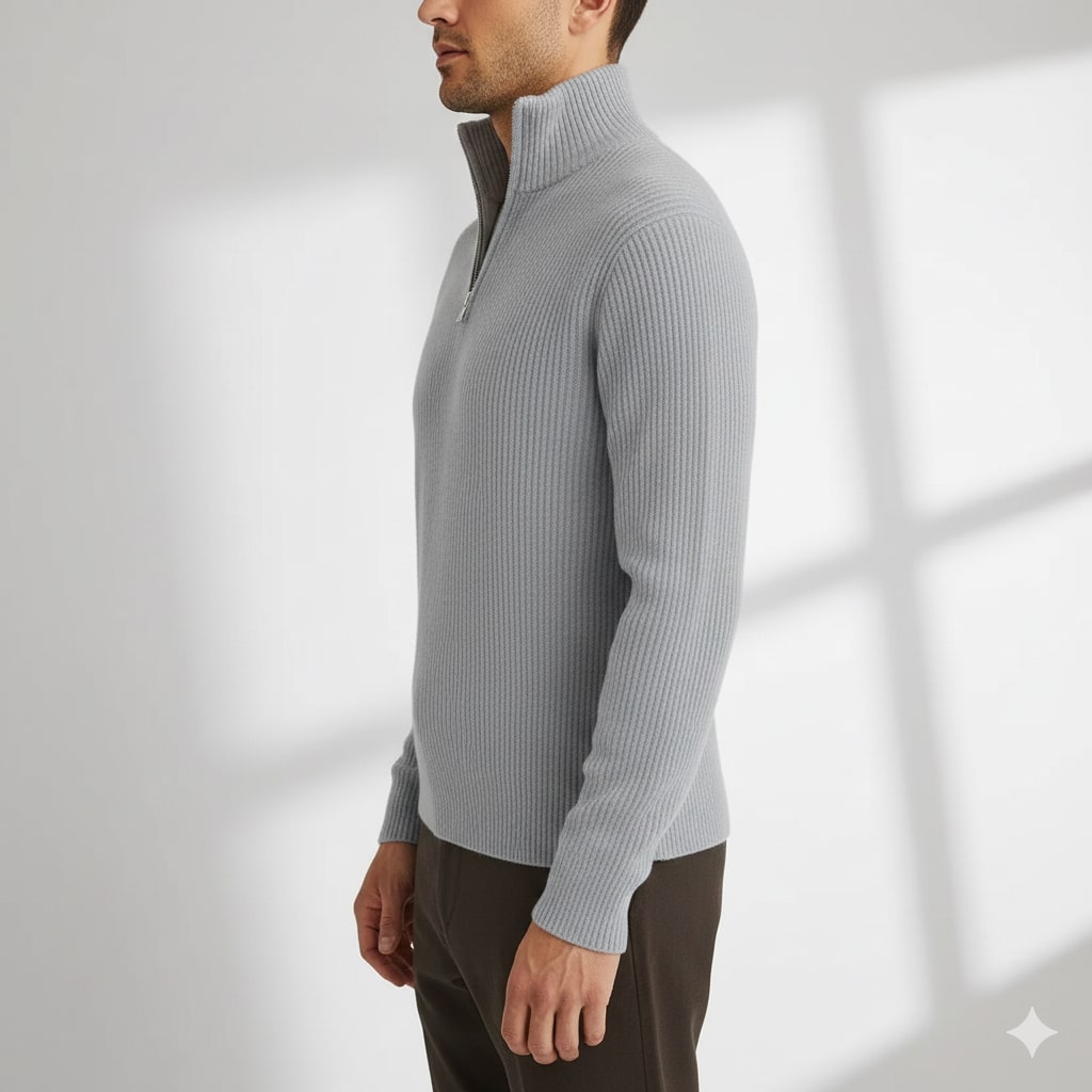 Sonny Men’s Turtleneck Sweater – Warm Breathable Wool Knit Pullover with Structured Ribbed Collar