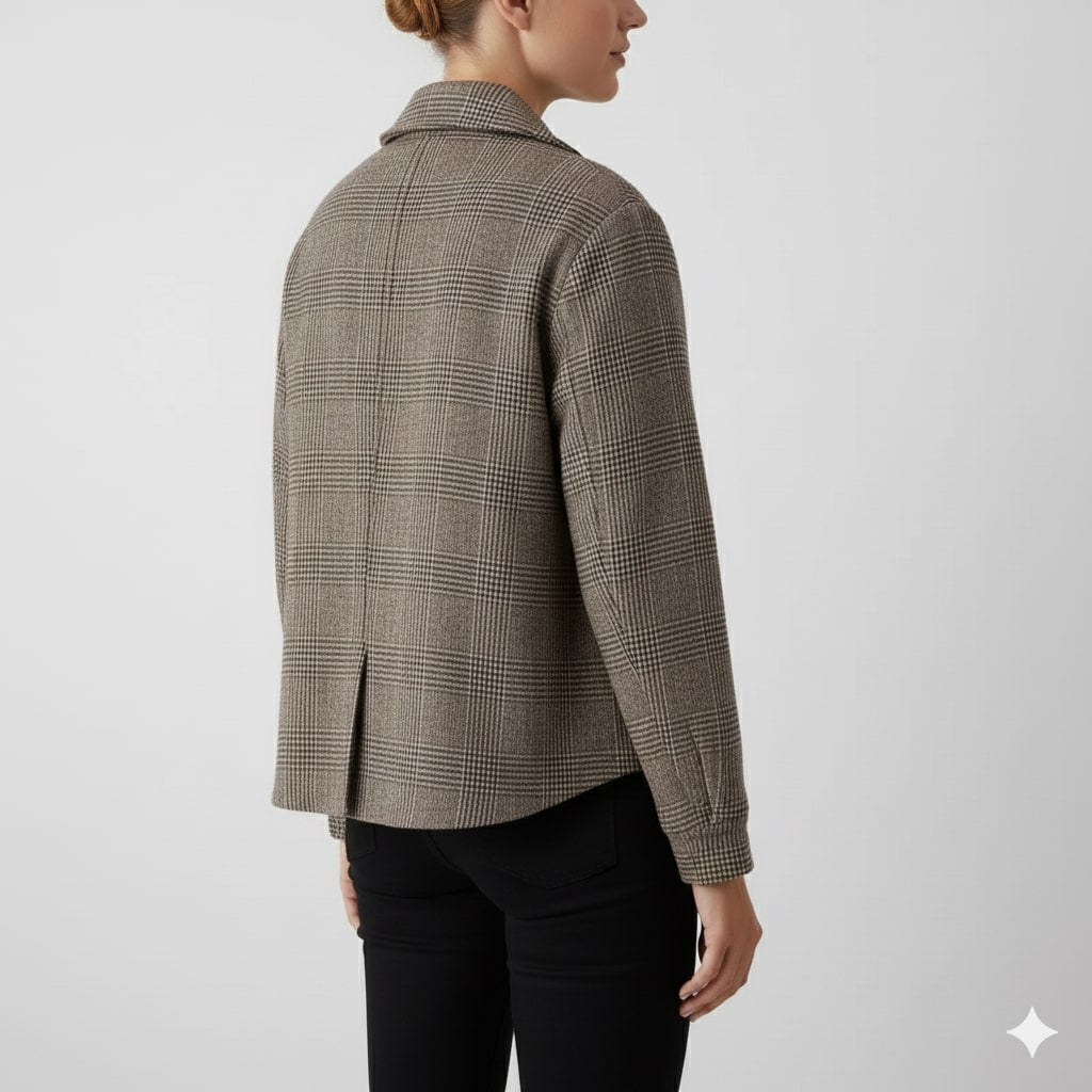 Heaven Women’s Plaid Wool Jacket – Double-Sided Wool with Cropped Jacket