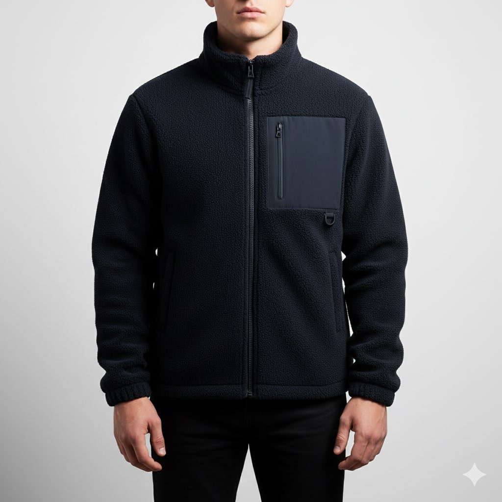 Kevin Men's Fleece Jacket – Soft Insulating Lightweight Jacket with Stand Collar