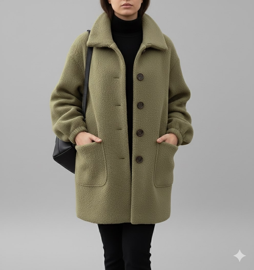 Marisela Women’s Fleece Jacket – Soft Wool-Blend Vintage Winter Coat