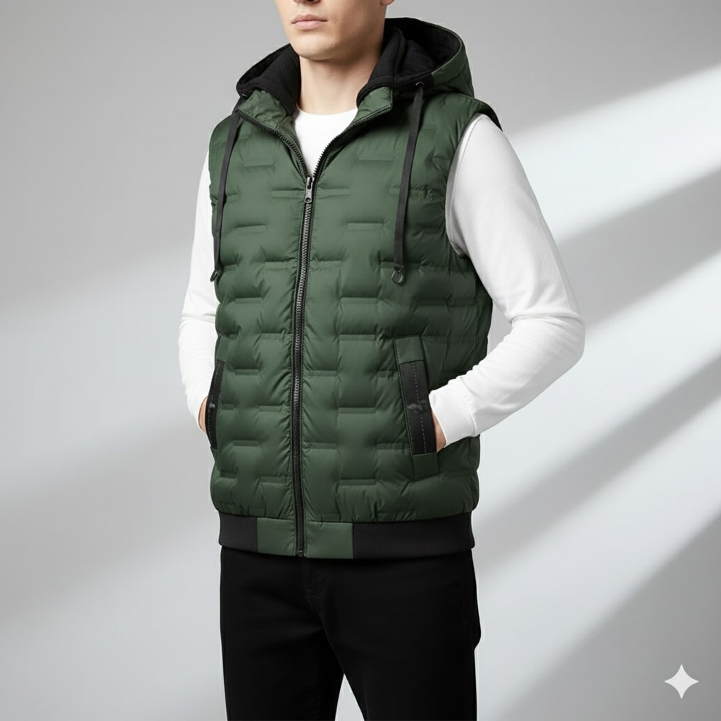 Langford Men’s Hooded Vest – Lightweight Quilted Insulated Fit