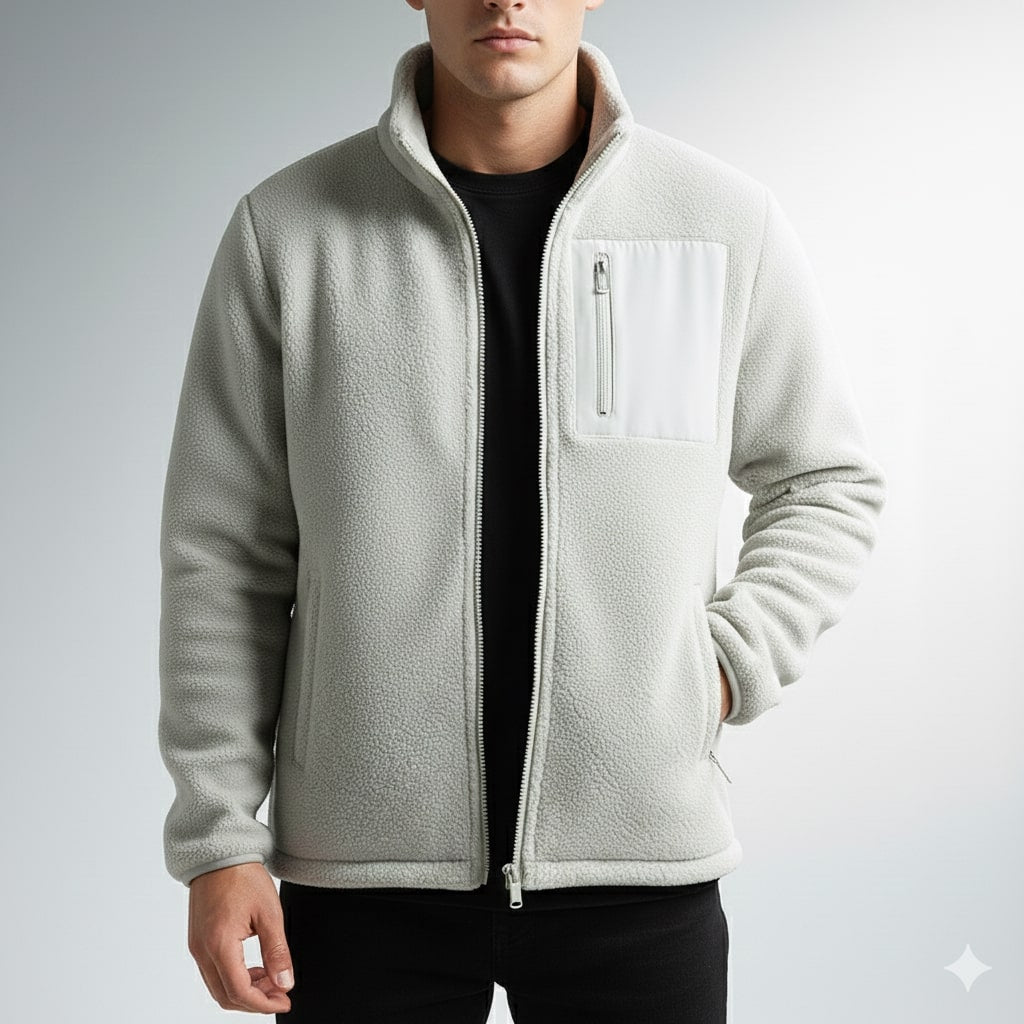 Kevin Men's Fleece Jacket – Soft Insulating Lightweight Jacket with Stand Collar