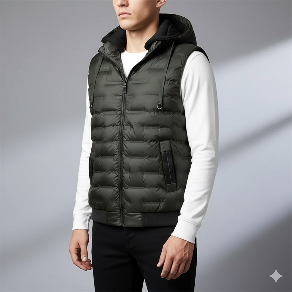 Langford Men’s Hooded Vest – Lightweight Quilted Insulated Fit