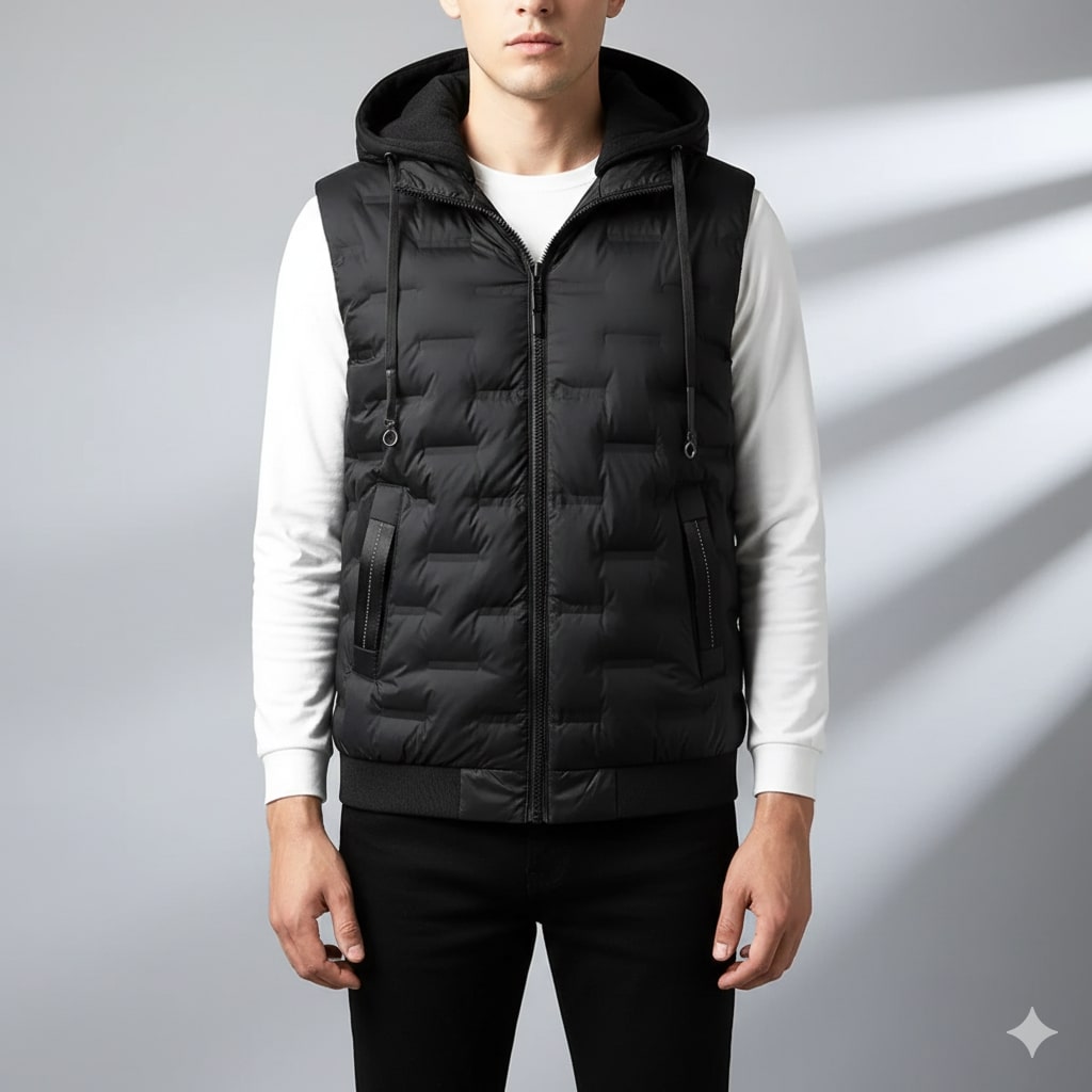 Langford Men’s Hooded Vest – Lightweight Quilted Insulated Fit