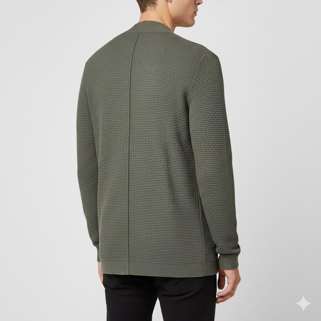 Inigo Men’s Jacquard Knit Cardigan – Soft Touch Embossed Cotton Cardigan